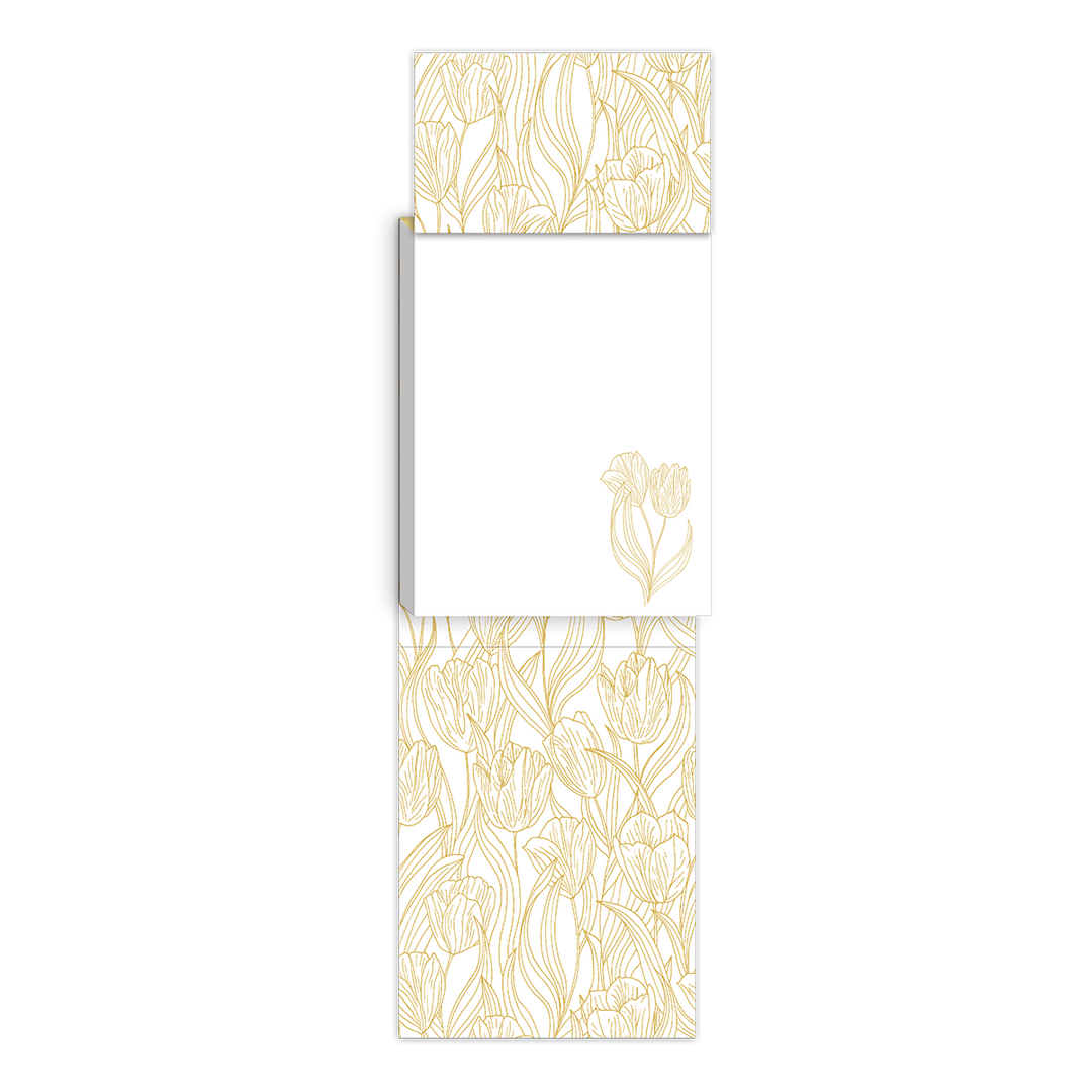 Punch Studio - Brooch Notepad - White Tulips - Golden Botanicals Collection