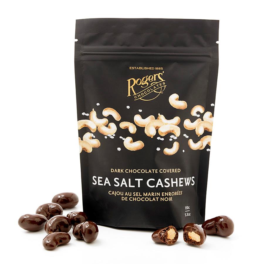 ROGERS' CHOCOLATE - Dark Chocolate Sea Salt Cashews - Best Victoria Vancouver Canada Souvenirs - Best Christmas Gift Ideas Canada USA - Best Small Gifts from Vancouver Canada