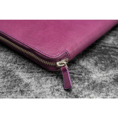 Galen Leather - Leather Zippered A5 Leuchtturm1917 Notebook Folio - Purple