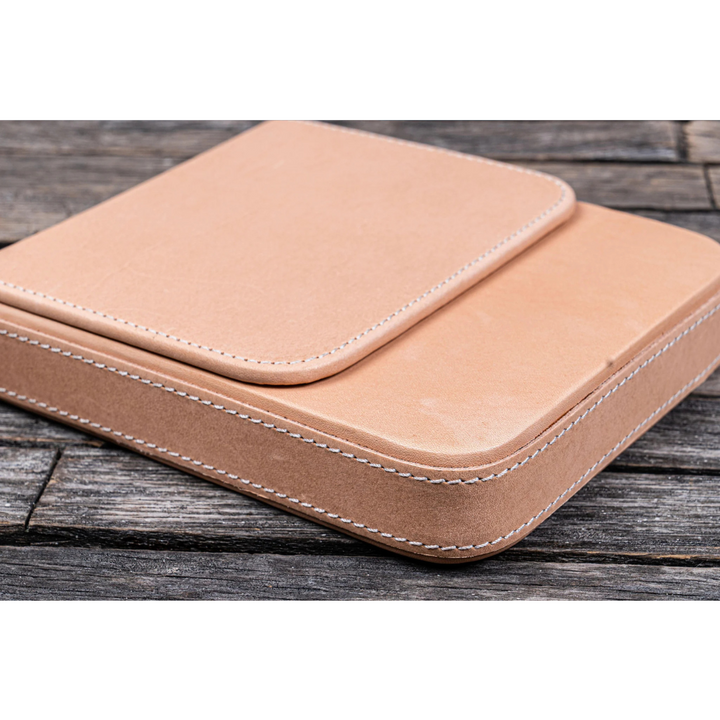 Galen Leather - Leather Magnum Opus 6 Slots Hard Pen Case with Removable Pen Tray - Undyed Leather