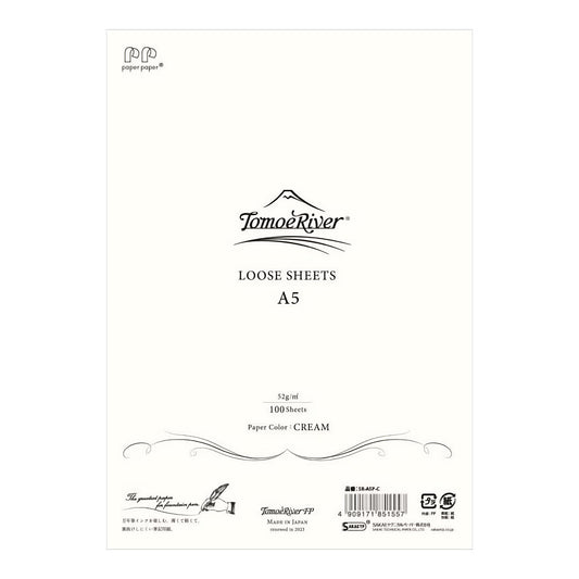 SAKAE - A5 TOMOE RIVER LOOSE SHEETS - 100 SHEETS - 52GM - Cream