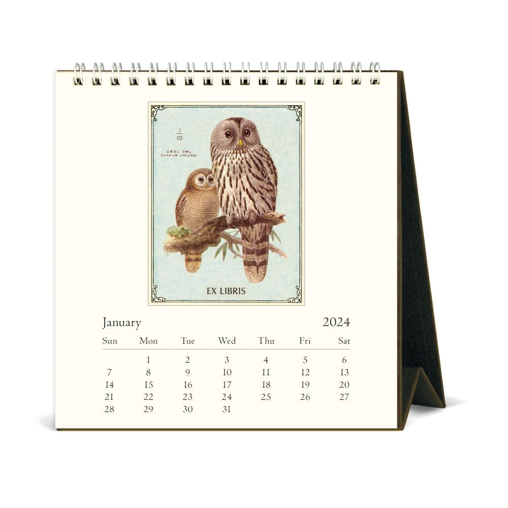 CAVALLINI & CO - 2024 Vintage Desk Calendar - VINTAGE OWLS - BEST 2023 CHRISTMAS GIFTS - GIFT IDEAS