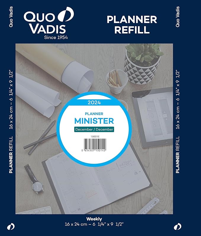 QUO VADIS - 2024 Planner - Minister (16x24cm) Weekly Refill Only