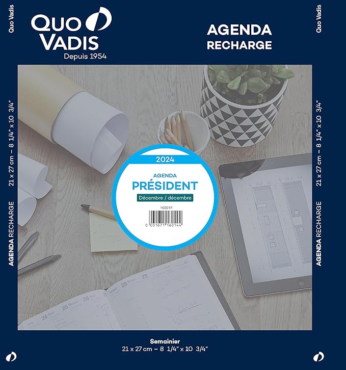 QUO VADIS - 2024 Planner - President (21x27cm) Weekly Refill Only