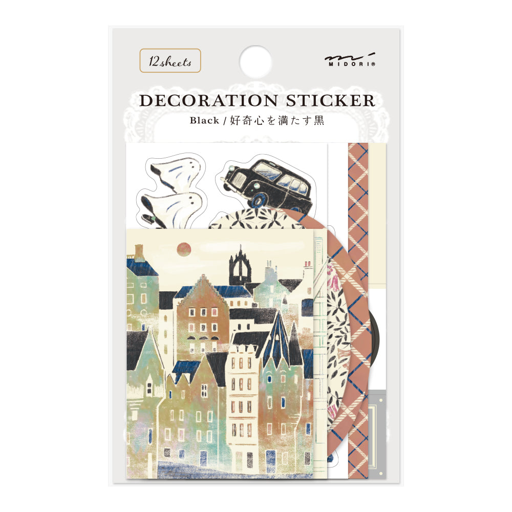 MIDORI - NOSTALGIC DECORATION STICKER - BLACK