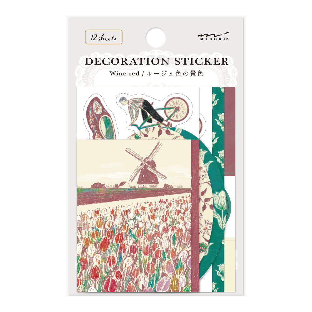 MIDORI - NOSTALGIC DECORATION STICKER - WINE RED