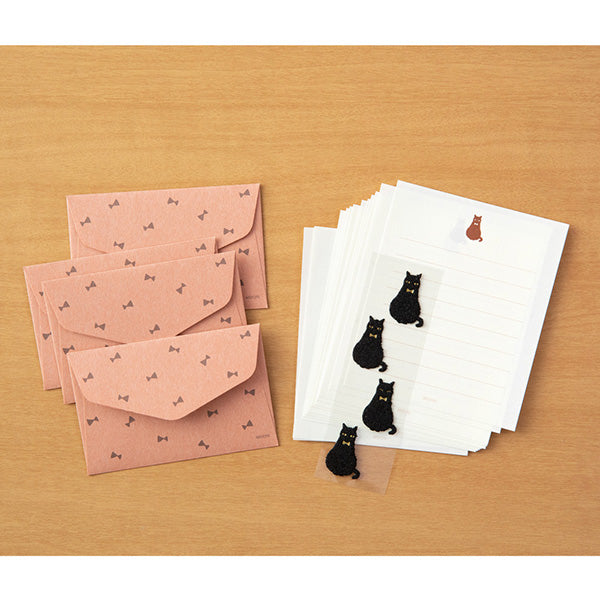 Midori - Mini Letter Set With Stickers - Black Cat