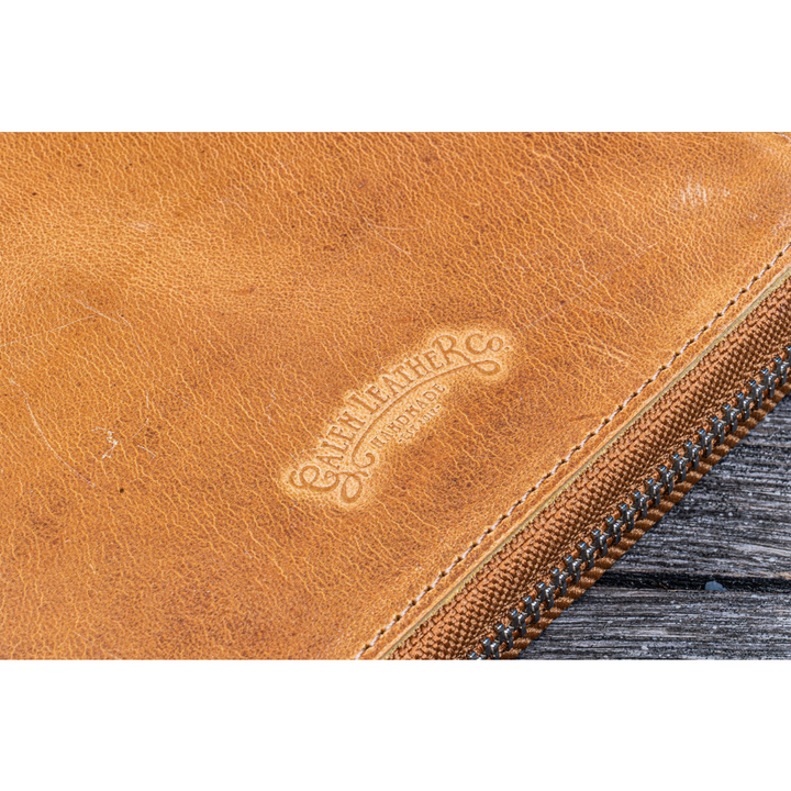 Galen Leather - Leather Zippered A5 Leuchtturm1917 Notebook Folio  - Crazy Horse Honey Ochre