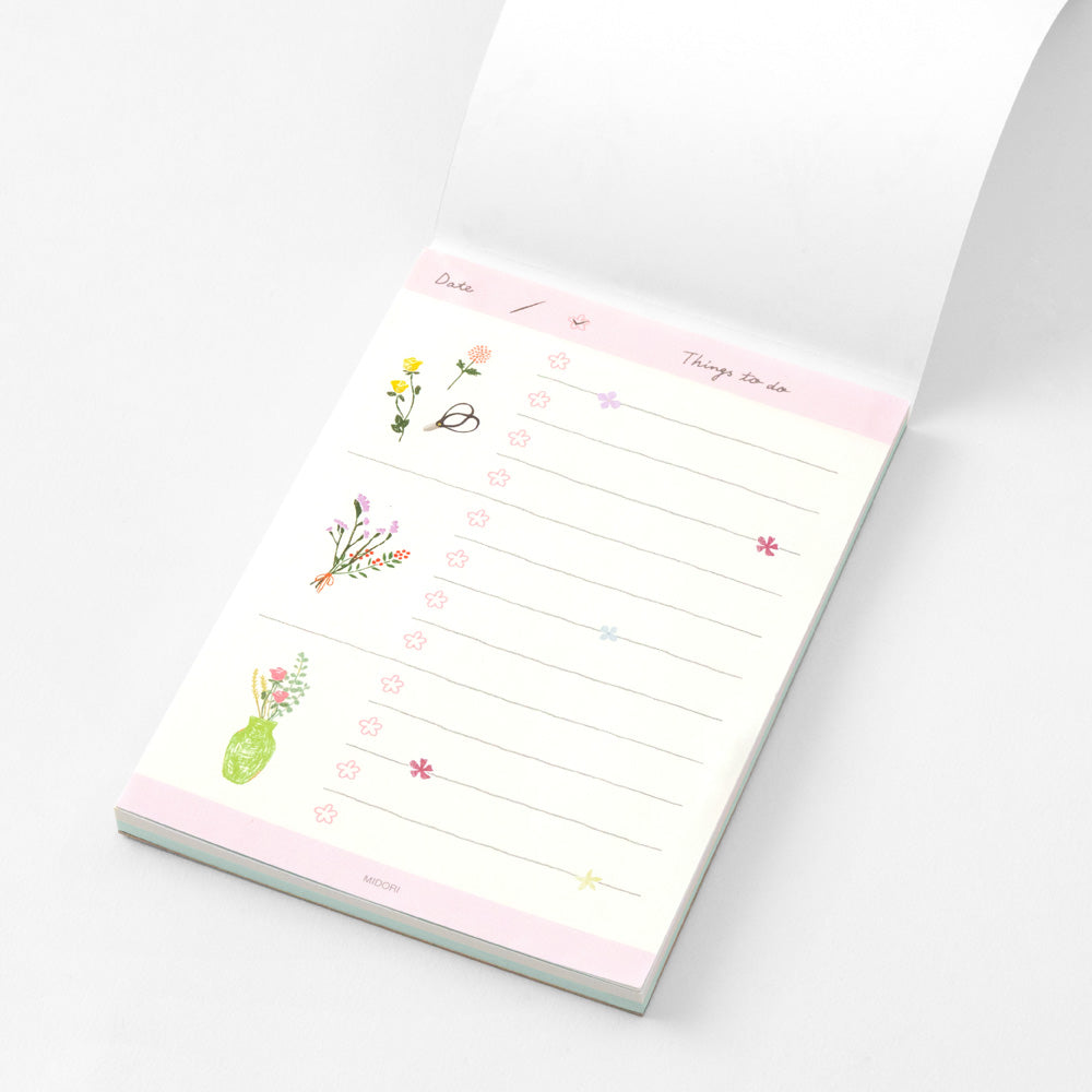 Midori - Memo pad - To do List- Dried Flowers - Free shipping to US and Canada - Vancouver Buchan's Kerrisdale Gift & Stationery Store