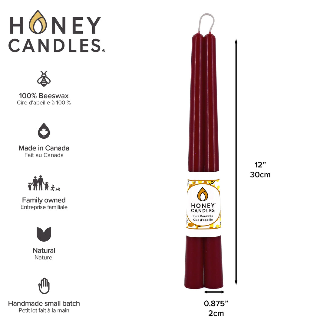 Honey Candles - 12 Inch Taper Candles - Pair