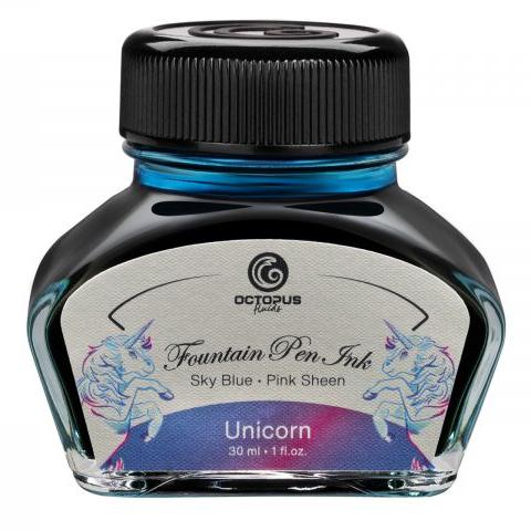 Octopus Fluids - Sheening 30ml Fountain Pen Ink - Unicorn Sky Blue/Pink