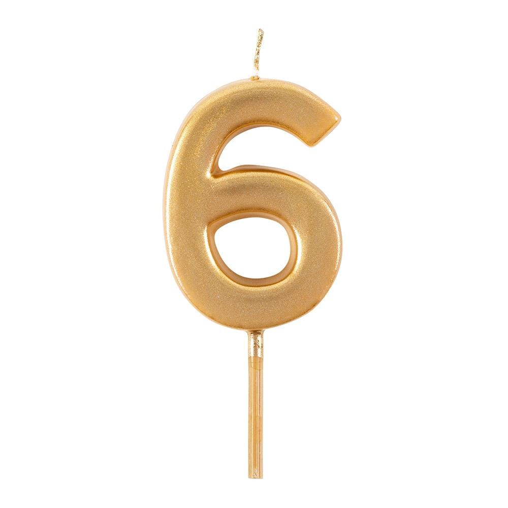 Caspari Number Candle - Gold - "6"