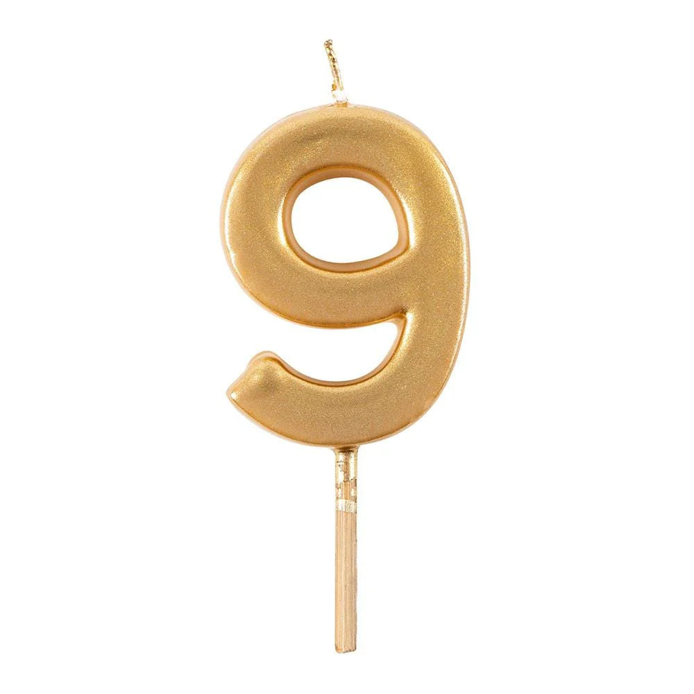 Caspari Number Candle - Gold - "9"