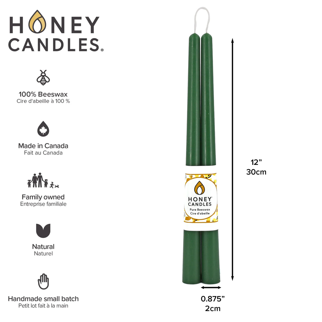 Honey Candles - 12 Inch Taper Candles - Pair