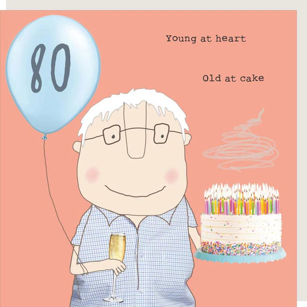 Rosie Made a Thing - 80th Birthday Card - Boy and Old Cake