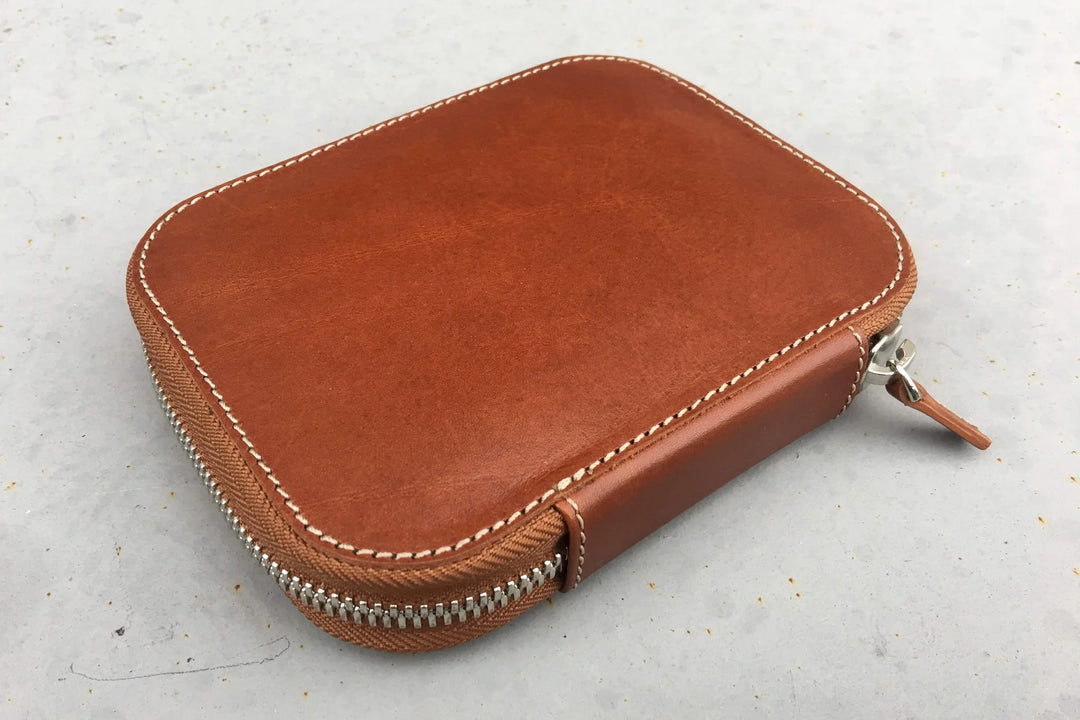 Galen Leather - Leather Zippered 10 Slots Pen Case - Brown