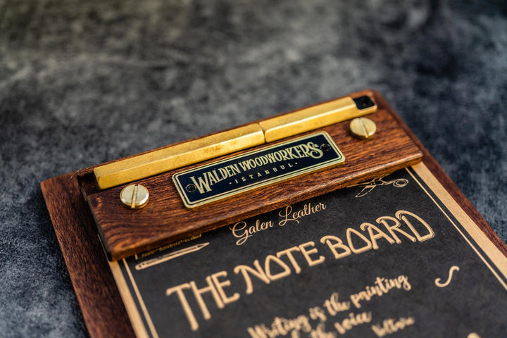 Galen Leather - The Note Board - Wooden Rhoda Notepad Holder - Mahogany