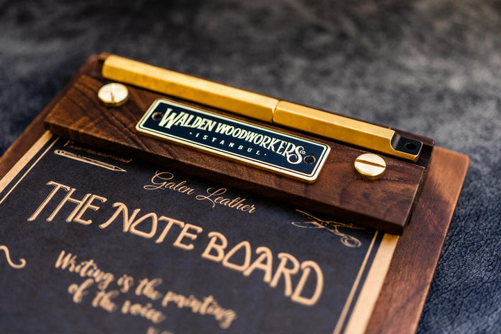 Galen Leather - The Note Board - Wooden Rhoda Notepad Holder - Walnut