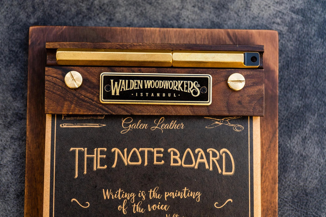 Galen Leather - The Note Board - Wooden Rhoda Notepad Holder - Walnut