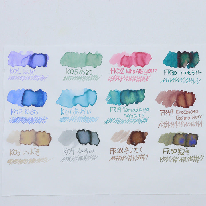 TONO & LIMS - 30ML Fountain Pen Ink - Friendship Series swatches / buy tono & lims fountain pen inks in the US and Canada Vancouver