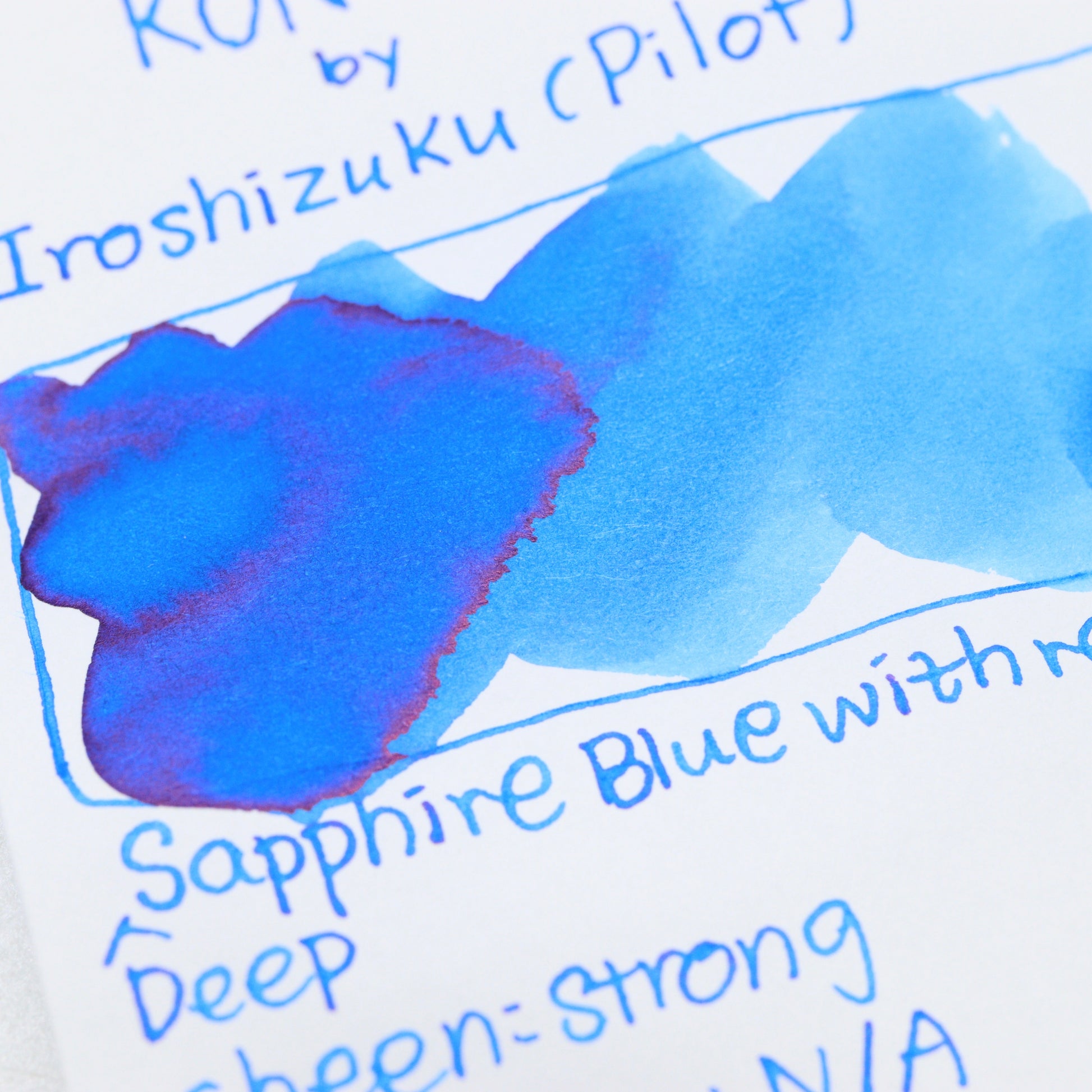 百乐 PILOT - Iroshizuku 色彩雫 50ml Bottled Fountain Pen Ink - 绀碧 Kon Peki Ink Swatches 试色 - Red Sheen - Free Shipping to US and Canada