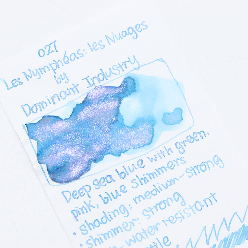 DOMINANT INDUSTRY – PAINTER SERIES – Bottled Fountain Pen Ink (25ml) – No.027 Les Nymphéas: les Nuages Ink Swatches - Free Shipping to US and Canada