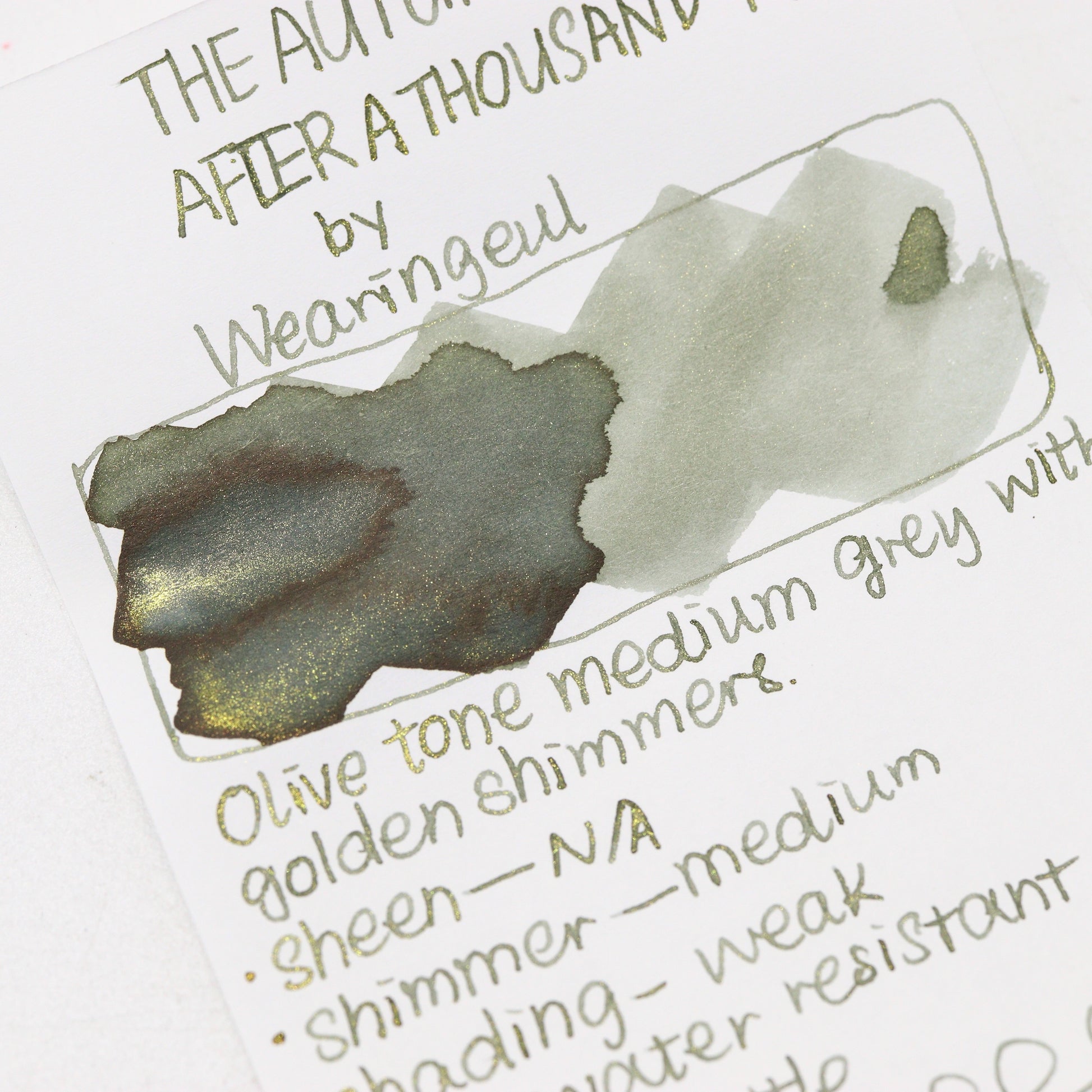 Wearingeul THE AUTUMN NIGHT AFTER A THOUSAND YEARS Ink Swatches and Writing Samples - Free shipping to US and Canada - Buchan's Stationery