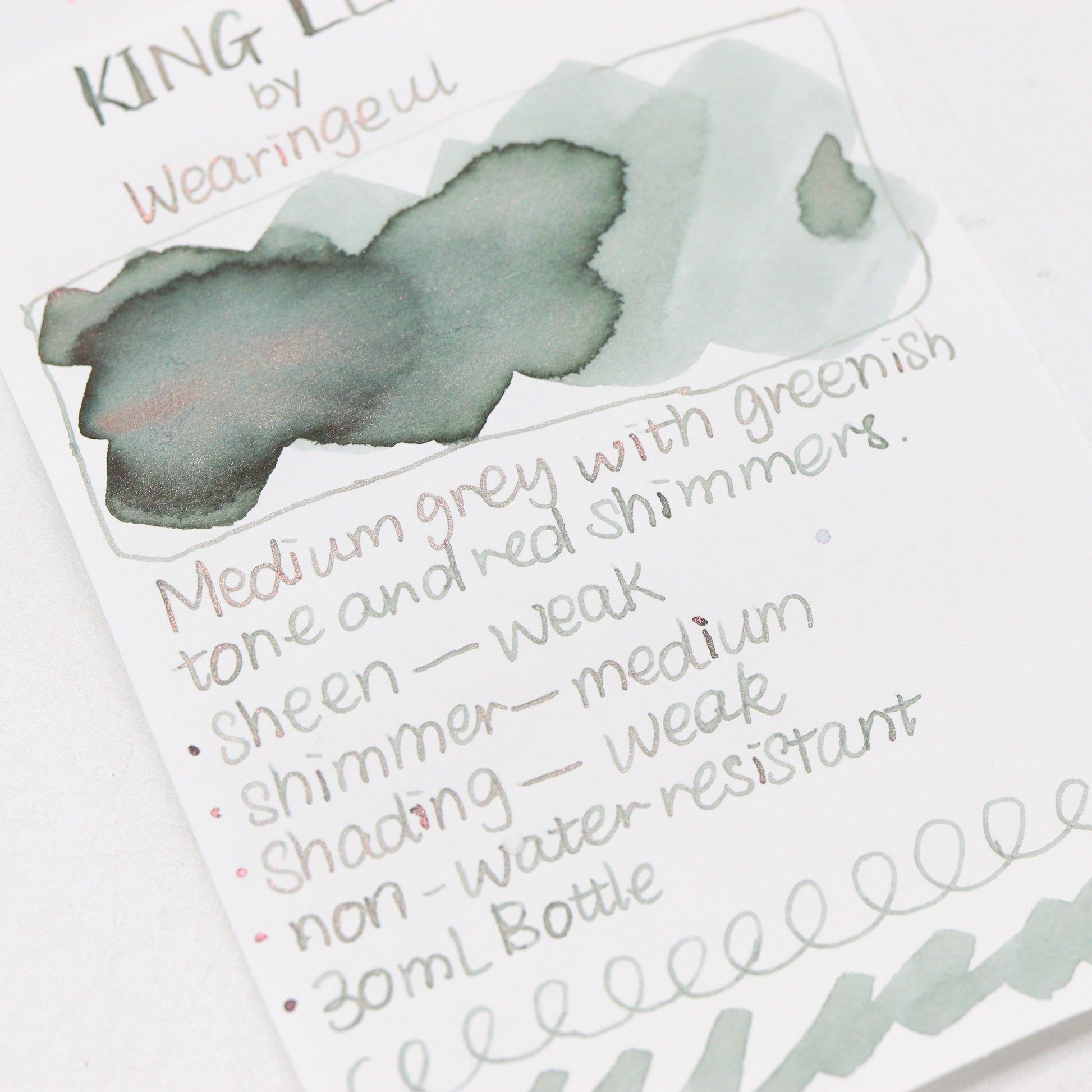 Wearingeul King Lear Ink Swatches and Writing Samples - Free shipping to US and Canada - Buchan's Stationery