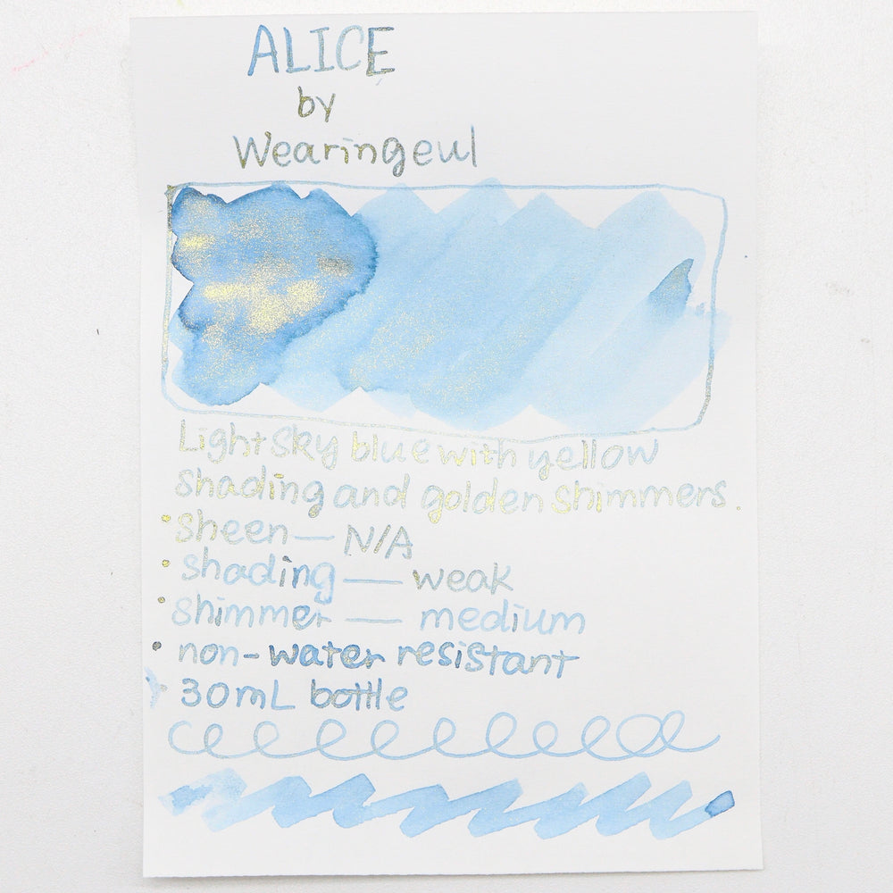 Wearingeul Alice Ink Swatches and Writing Samples - Free shipping to US and Canada - Buchan's Stationery