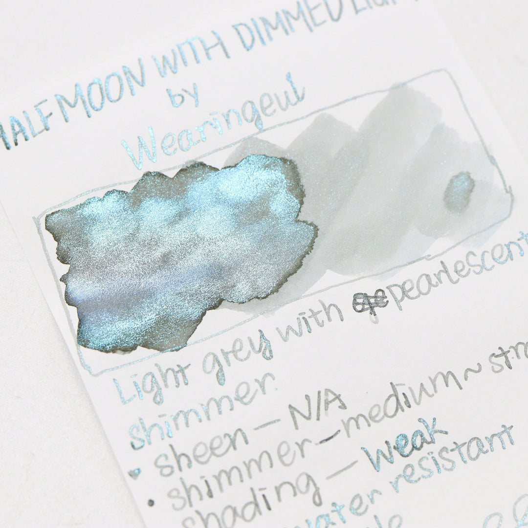 Wearingeul Half Moon with Dimmed Light Ink Swatches and Writing Samples - Buchan's Stationery