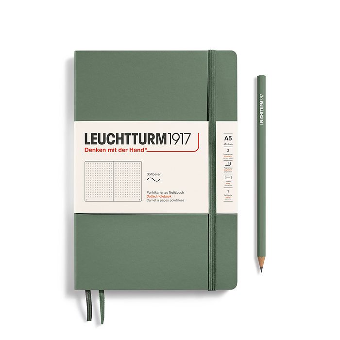 LEUCHTTRUM - Softcover A5 Notebook - 123 Numbered Pages - Olive
