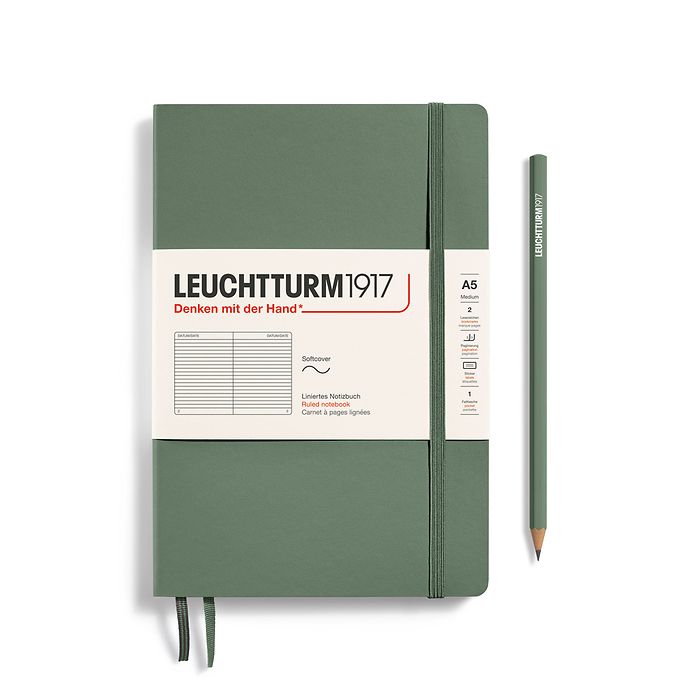 LEUCHTTRUM - Softcover A5 Notebook - 123 Numbered Pages - Olive