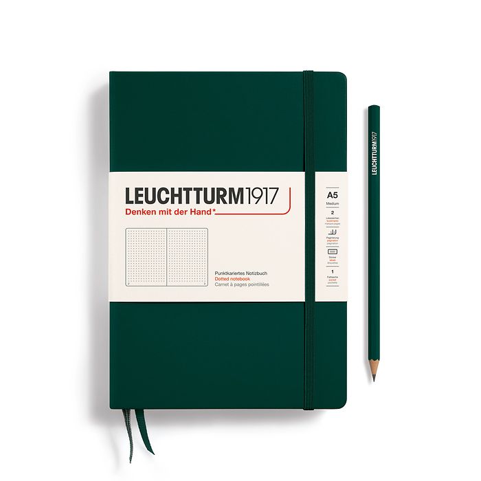 LEUCHTTRUM 1917 - Hardcover A5 Notebook - 251 numbered pages - Forest Green