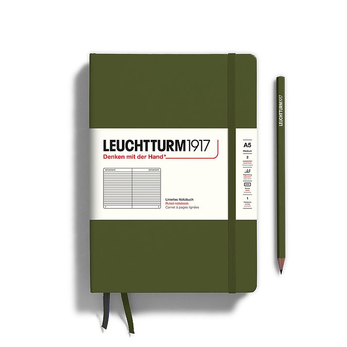 Leuchtturm1917 - A5 Notebook - Medium - Hardcover - Ruled - Army Green