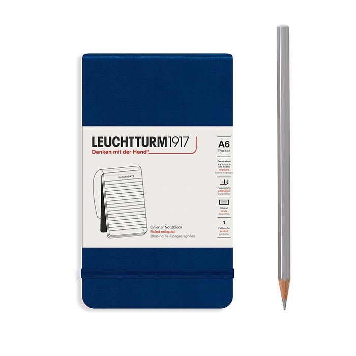 Leuchtturm1917 - A6 Pocket Notepad - 184 Pages - Hardcover - Ruled - Navy