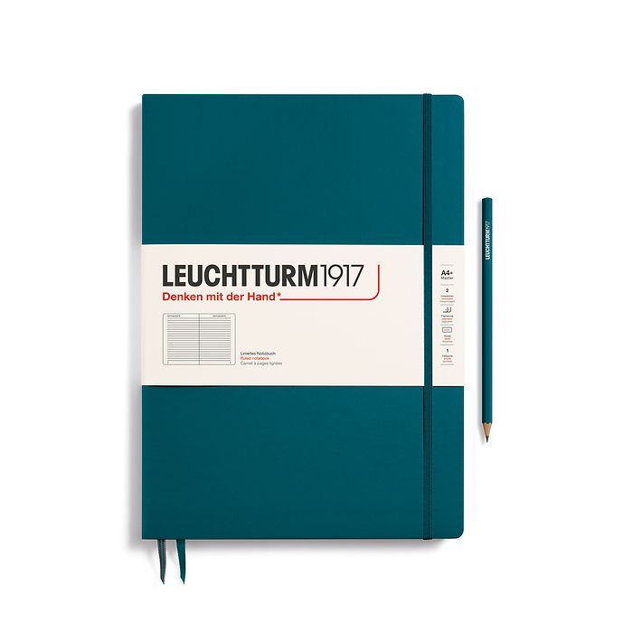 Leuchtturm1917 - Ruled A4+ - Master Slim Notebook - 123 Pages - Pacific Green