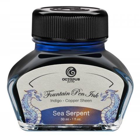 Octopus Fluids - Sheening 30ml Fountain Pen Ink - Sea Serpent Indigo Blue/Copper