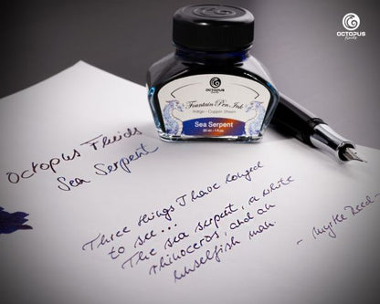 Octopus Fluids - Sheening 30ml Fountain Pen Ink - Sea Serpent Indigo Blue/Copper