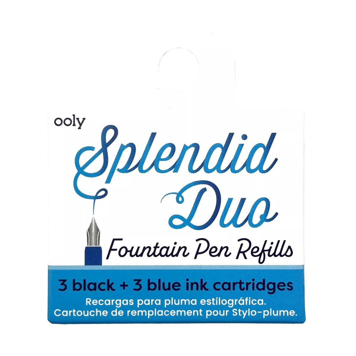 Ooly - Splendid Duo - Fountain Pen Refills - Black & Blue Ink Cartridges - Set of 6