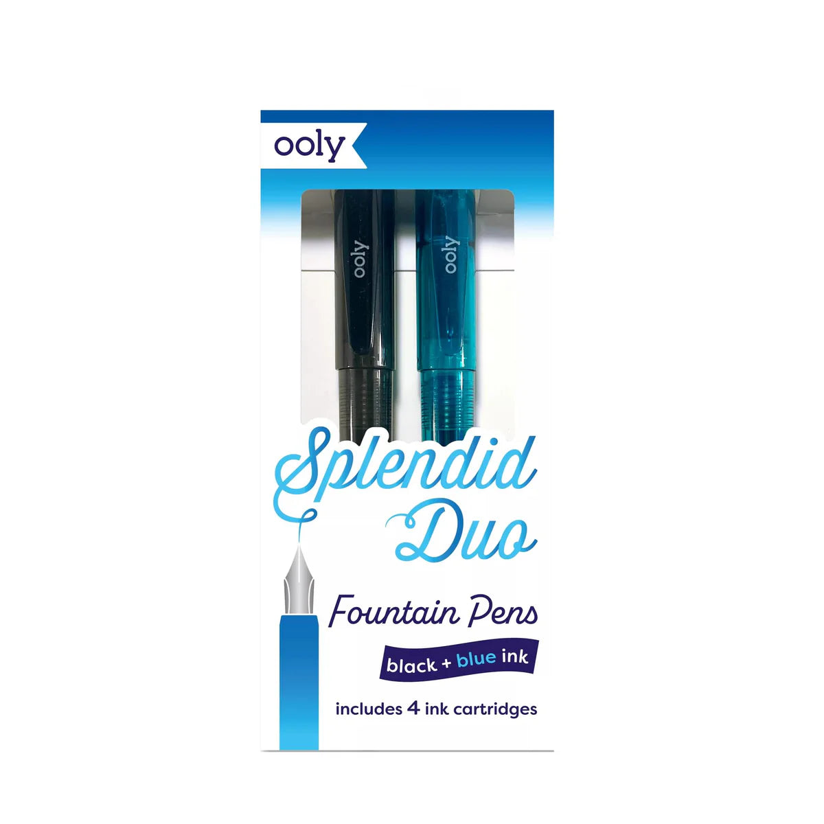 Ooly - Splendid Duo - Fountain Pens Black & Blue Ink - Set of 2 pens/4 Cartridges