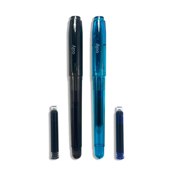 Ooly - Splendid Duo - Fountain Pens Black & Blue Ink - Set of 2 pens/4 Cartridges