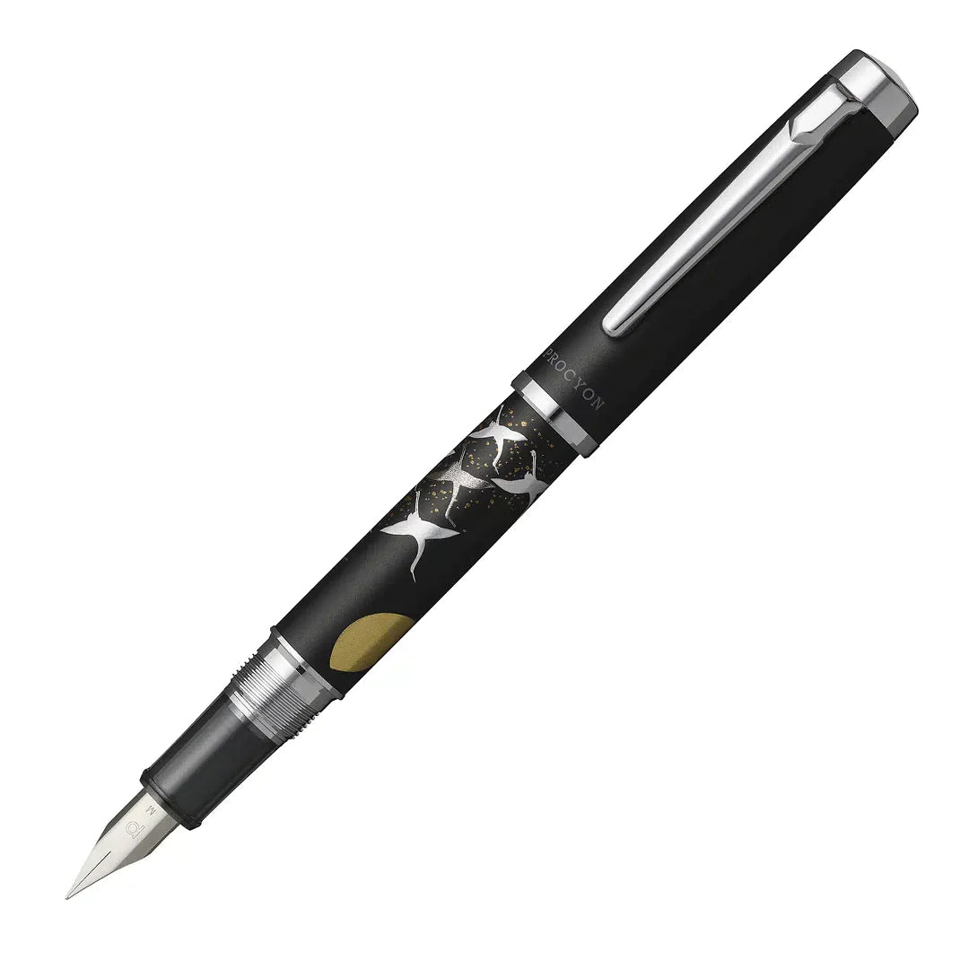 PLATINUM - Procyon Luster Modern Maki-e Fountain Pen - Cranes Over the Moon