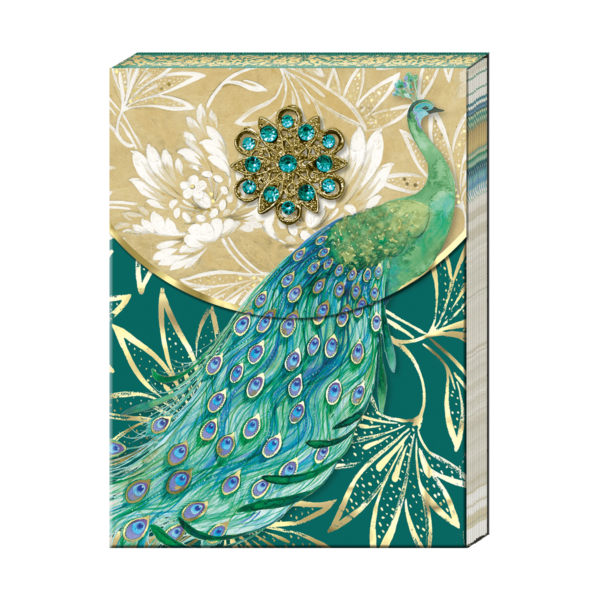 Punch Studio - Brooch Notepad - Gold Peacock