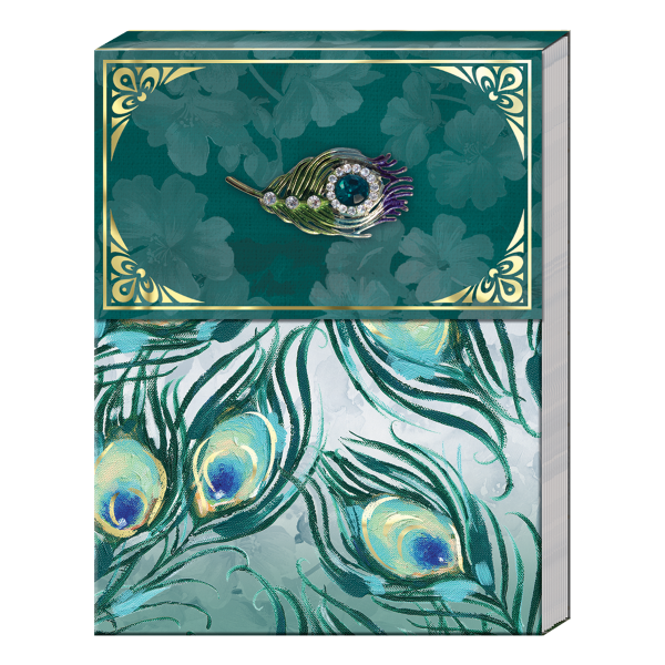 Punch Studio - Brooch Notepad - Green Peacock