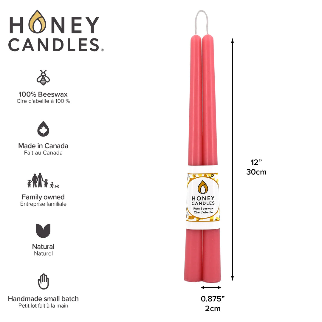 Honey Candles - 12 Inch Taper Candles - Pair