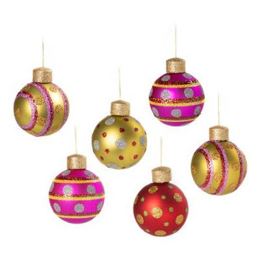 PATIENCE BREWSTER: XMAS TREE ORNAMENT - GLITTER GLASS (SET OF 6)