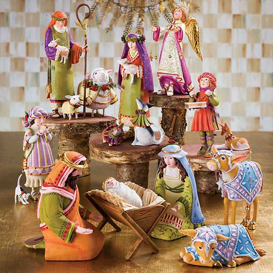 Patience Brewster Nativity Piping Girl with Kitten Figures (Set of 2)