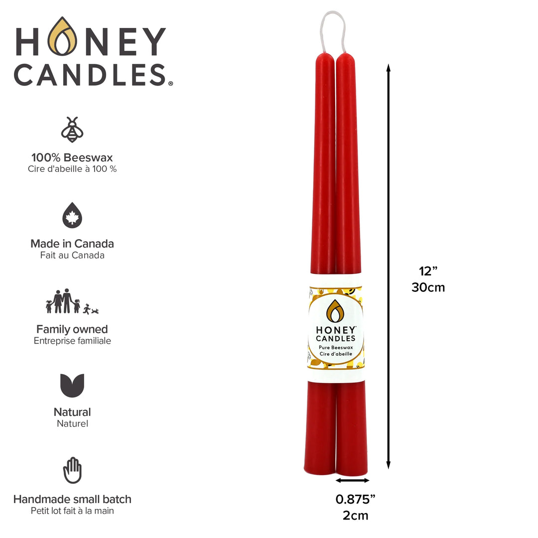 Honey Candles - 12 Inch Taper Candles - Pair