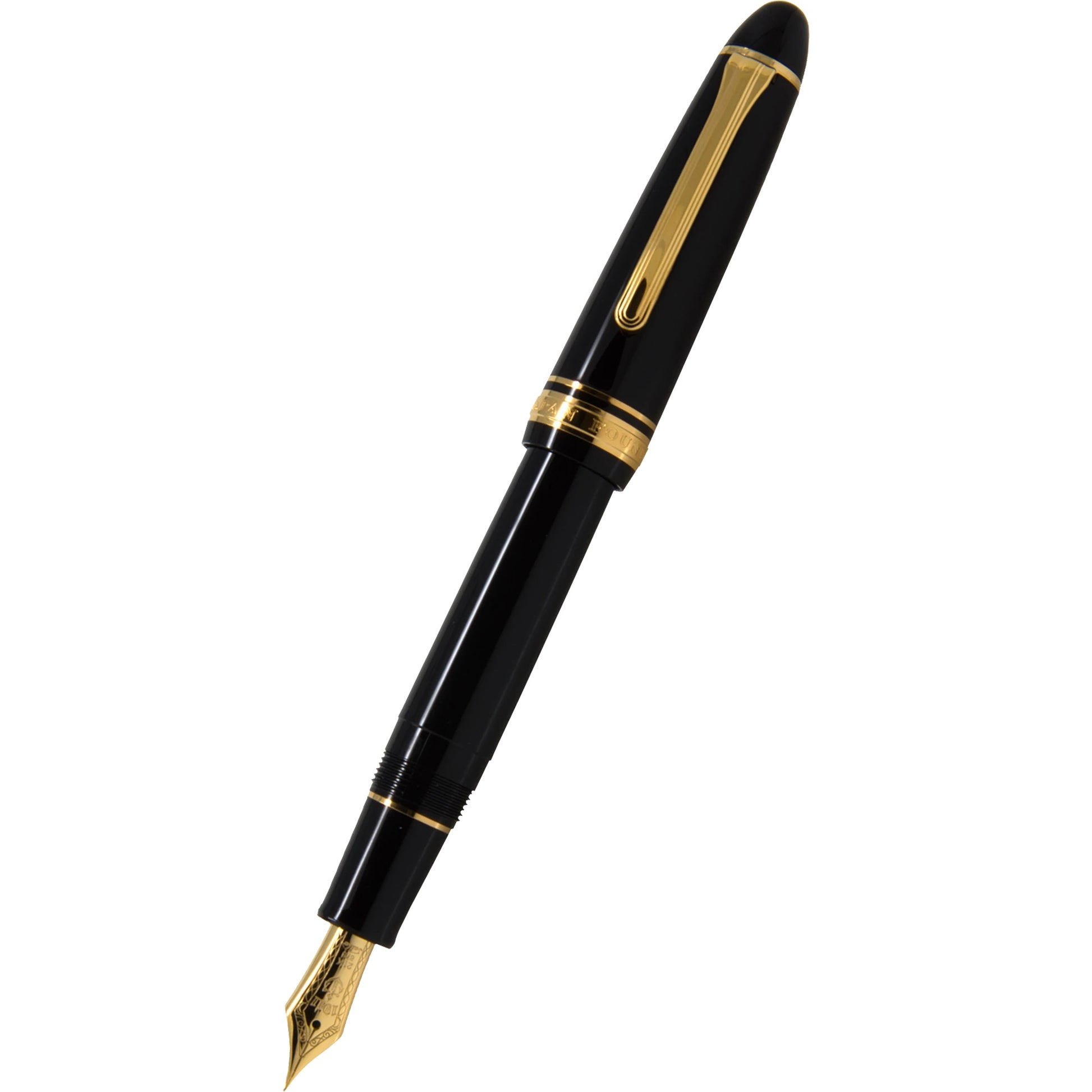 SAILOR PEN - 1911L 21k Gold - BLACK &amp; GOLD (B Nib) uncapped