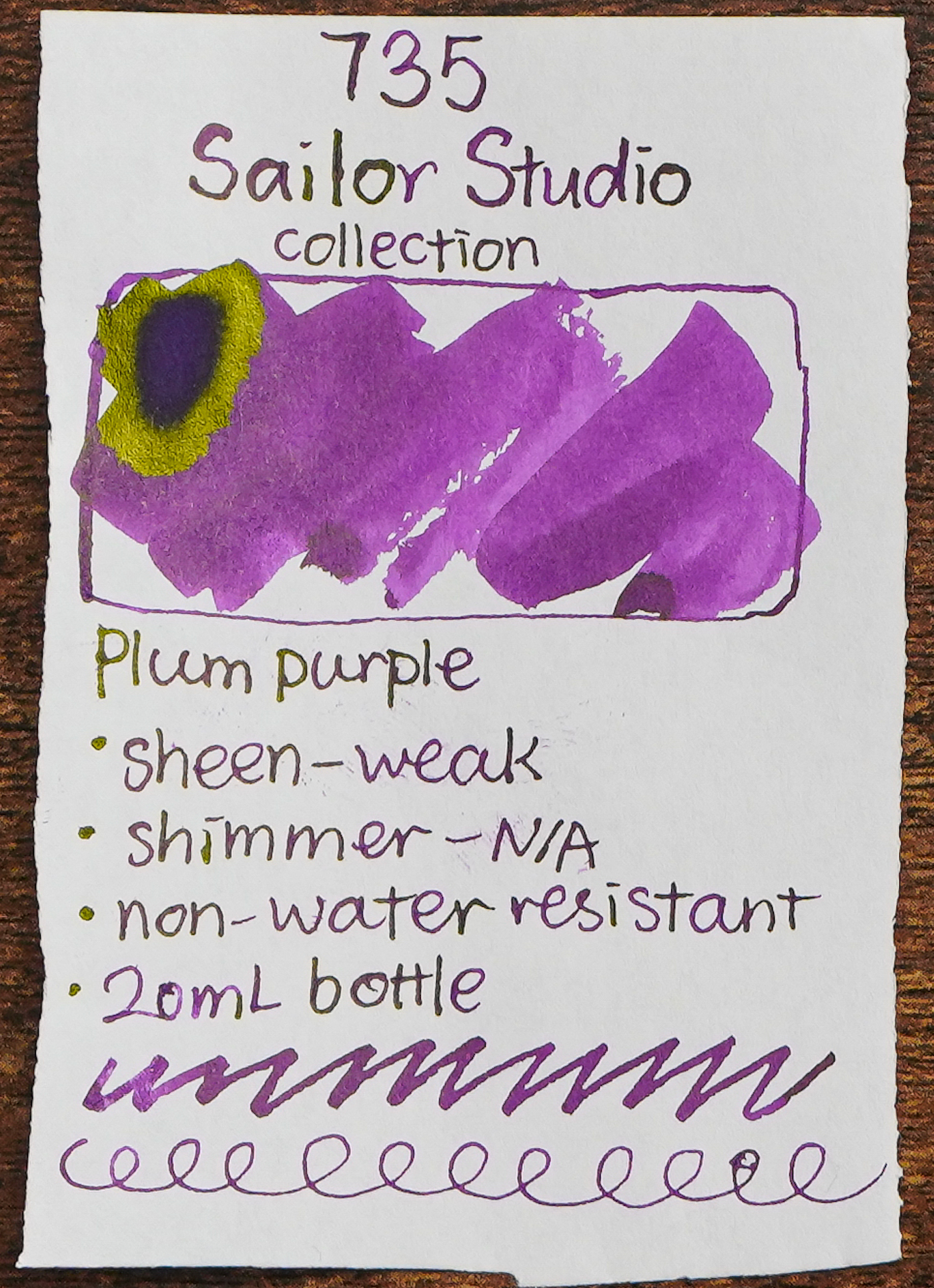 Sailor Ink Studio Review - Ink Swatch - 735